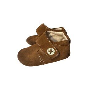 Livie & Luca Baby/Toddler Soft Sole Shoes Brown Suede Size 6-12M With Velcro Str